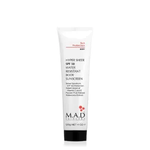 M.A.D SKINCARE SOLAR PROTECTION: Hyper Sheer SPF 50 Water Resistant Body Sunscreen - 120g