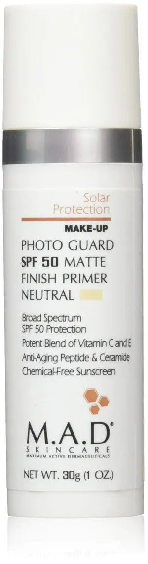 M.A.D SKINCARE SOLAR PROTECTION: Photo Guard SPF 50 Matte Finish Primer: Neutral - 30g