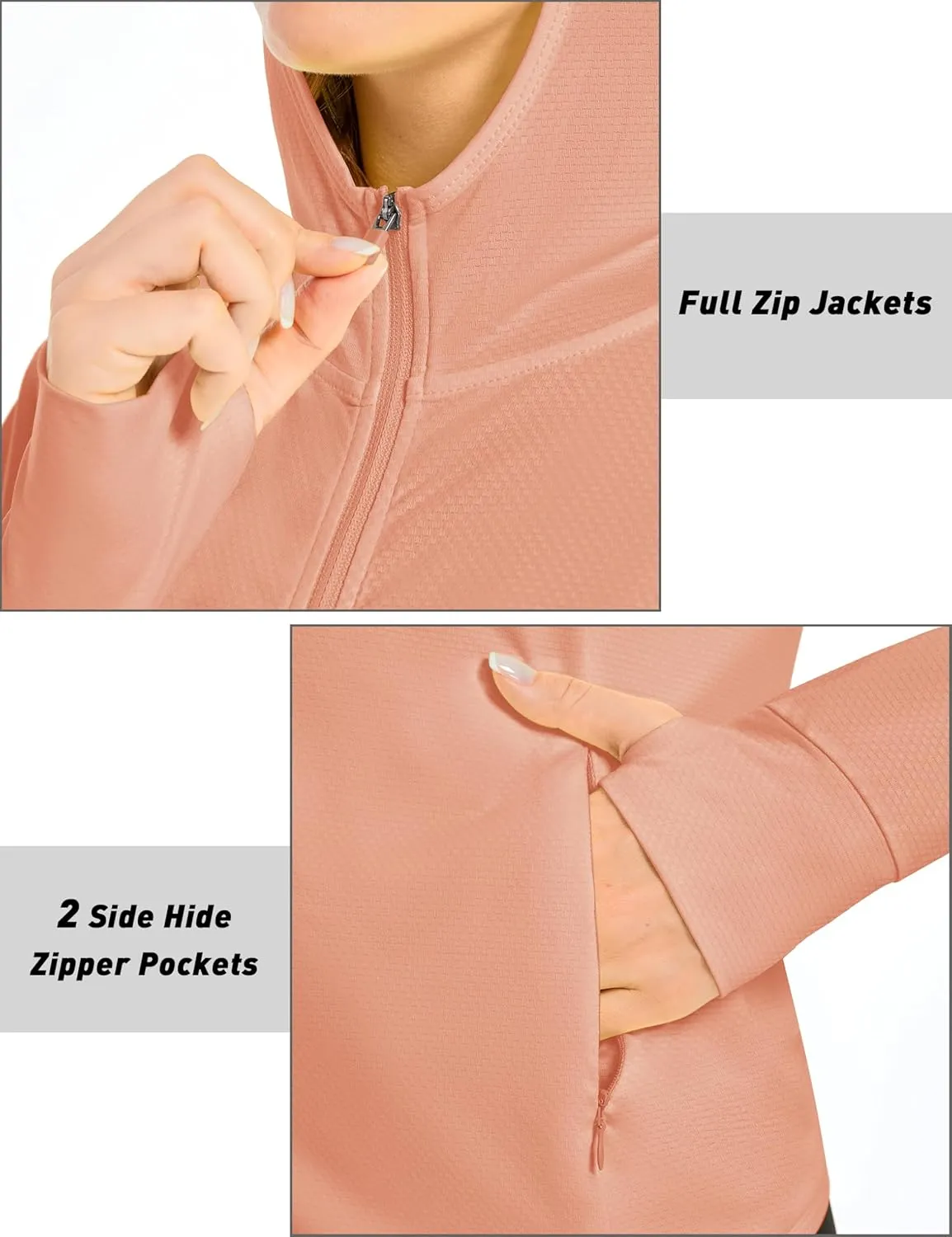 MAGCOMSEN Women's UPF 50  Sun Protection Jacket Long Sleeve Zip Up Cooling Lightweight Hoodie Hiking Shirt