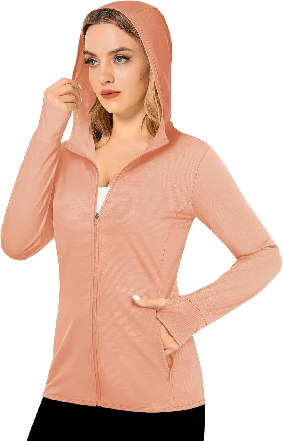 MAGCOMSEN Women's UPF 50  Sun Protection Jacket Long Sleeve Zip Up Cooling Lightweight Hoodie Hiking Shirt