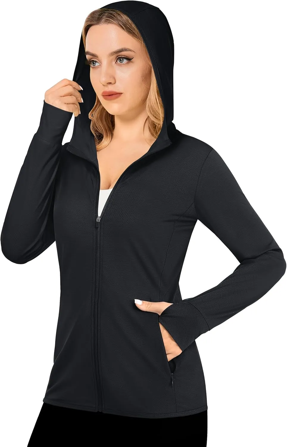 MAGCOMSEN Women's UPF 50  Sun Protection Jacket Long Sleeve Zip Up Cooling Lightweight Hoodie Hiking Shirt