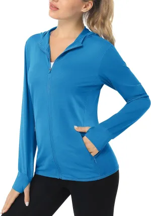 MAGCOMSEN Women's UPF 50  Sun Protection Jacket Long Sleeve Zip Up Cooling Lightweight Hoodie Hiking Shirt