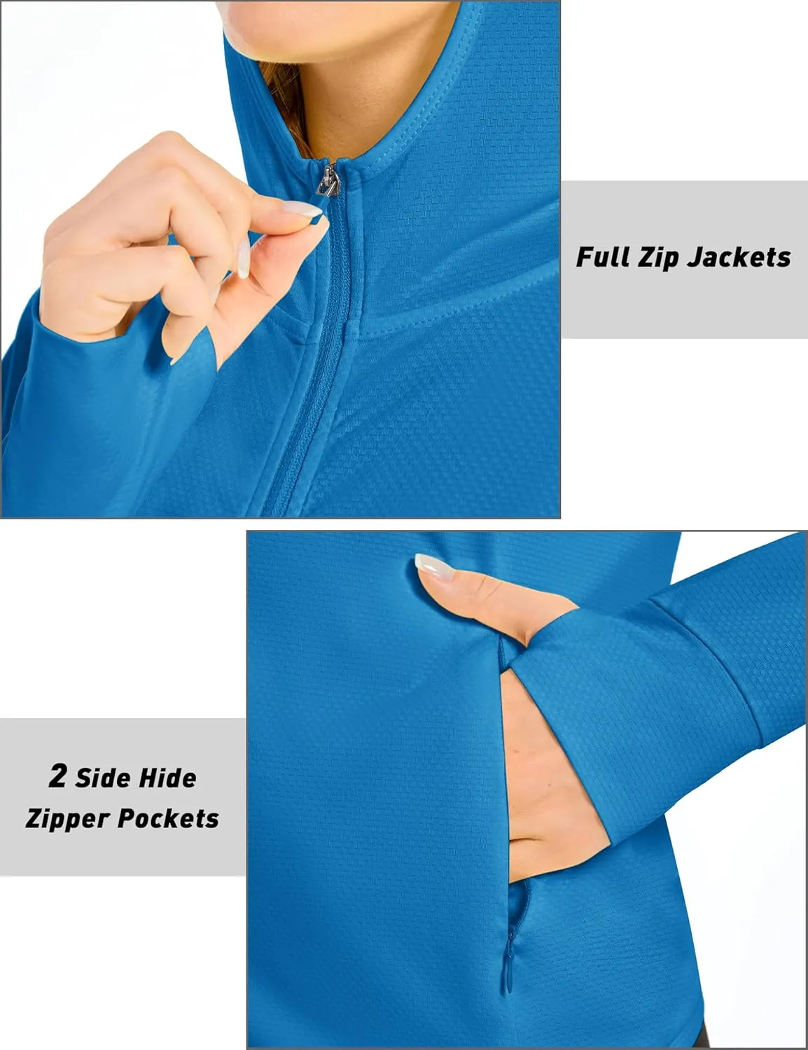 MAGCOMSEN Women's UPF 50  Sun Protection Jacket Long Sleeve Zip Up Cooling Lightweight Hoodie Hiking Shirt