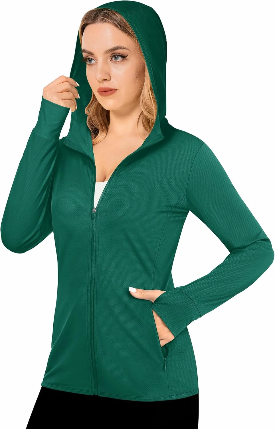 MAGCOMSEN Women's UPF 50  Sun Protection Jacket Long Sleeve Zip Up Cooling Lightweight Hoodie Hiking Shirt