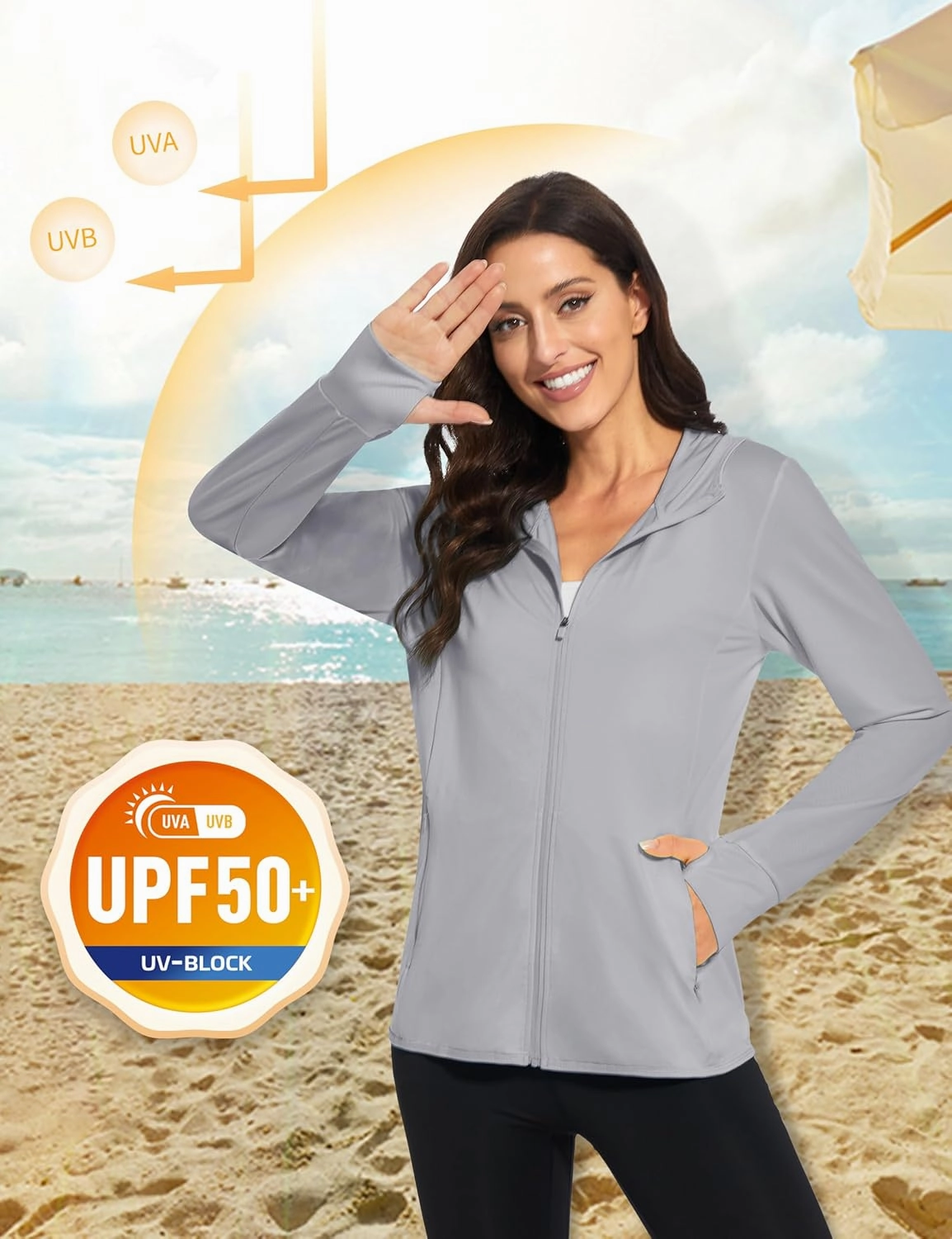MAGCOMSEN Women's UPF 50  Sun Protection Jacket Long Sleeve Zip Up Cooling Lightweight Hoodie Hiking Shirt