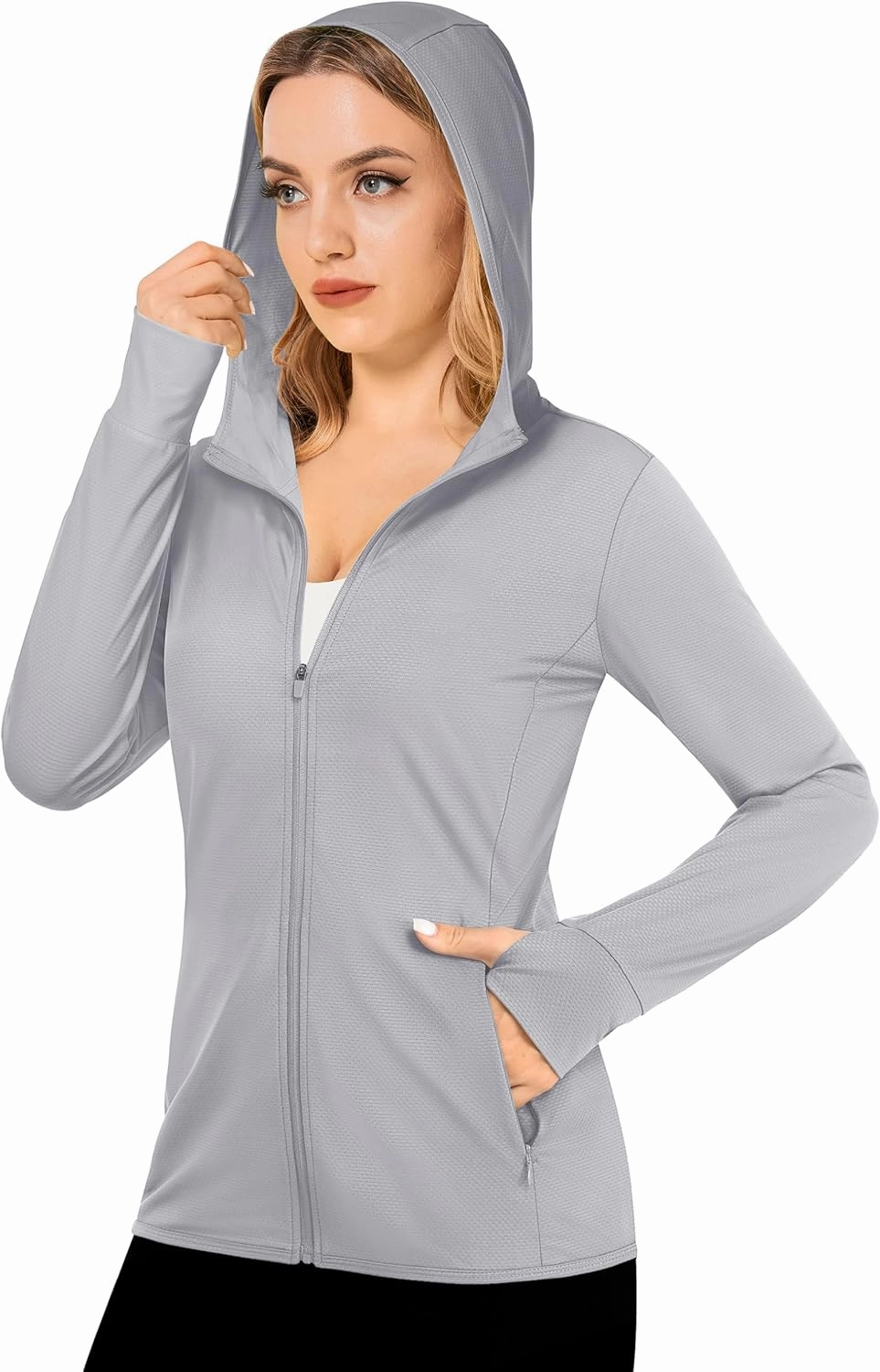 MAGCOMSEN Women's UPF 50  Sun Protection Jacket Long Sleeve Zip Up Cooling Lightweight Hoodie Hiking Shirt