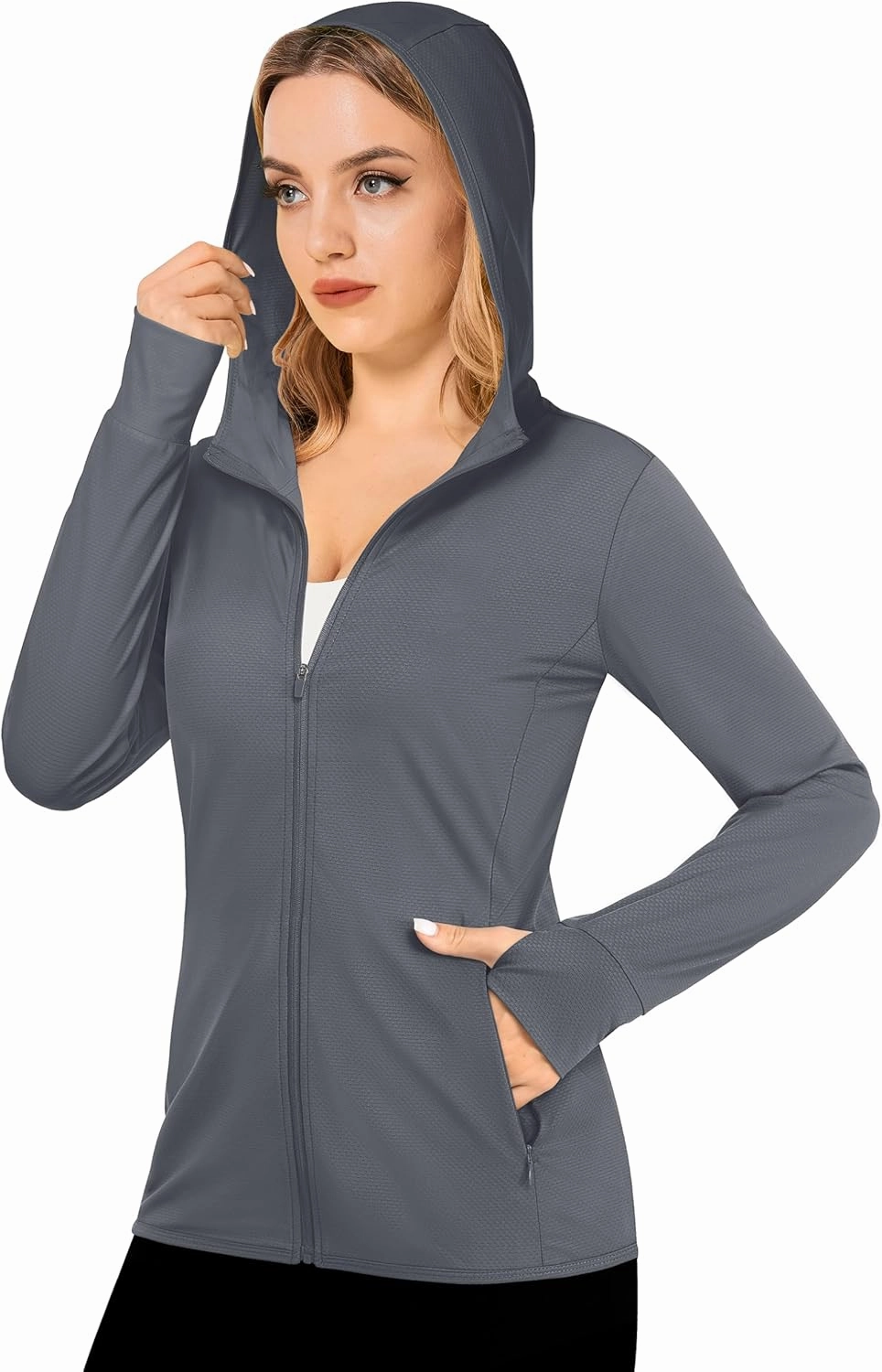 MAGCOMSEN Women's UPF 50  Sun Protection Jacket Long Sleeve Zip Up Cooling Lightweight Hoodie Hiking Shirt