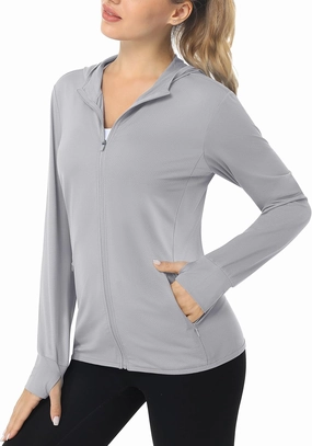 MAGCOMSEN Women's UPF 50  Sun Protection Jacket Long Sleeve Zip Up Cooling Lightweight Hoodie Hiking Shirt