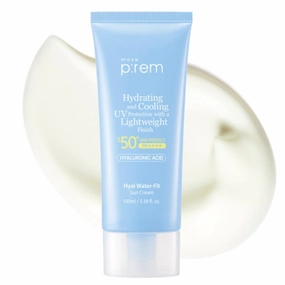 MAKE P:REM Hyal Water-Fit Sun Cream, Law-Irritation Hydrating Face & Body Sunscreen, SPF 50  PA    , Korean Sunscreen, 3.38 fl.oz., 100ml
