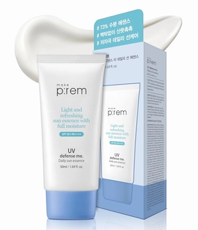 MAKEPREM UVA UVB Defense Me Daily Sun Essence VEGAN Makeup Sunscreen Gel SPF 50  PA     1.69 Fl Oz Reef-Safe Moisture Sunblock Strong UV Blue Ray Broad Protection Dry Oily Sensitive Acne-Prone Skin
