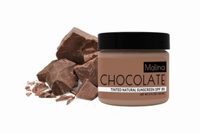 Malina™ Organic Chocolate Tinted Natural Sunscreen | SPF 30  | Nontoxic | Reef-Safe | No Preservatives | No Synthetic Fragrance | 3 Shades | With Non-Nano Zinc-Oxide (2 Fl Oz, Medium)