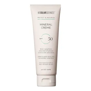 MDSolarSciences Mineral Crème Sunscreen SPF 50 | Water-Resistant, Broad Spectrum UV Protection | Zinc Oxide Formula with Antioxidants | No White Cast, Sheer Matte Finish for All Skin Types (3.4 Fl Oz)