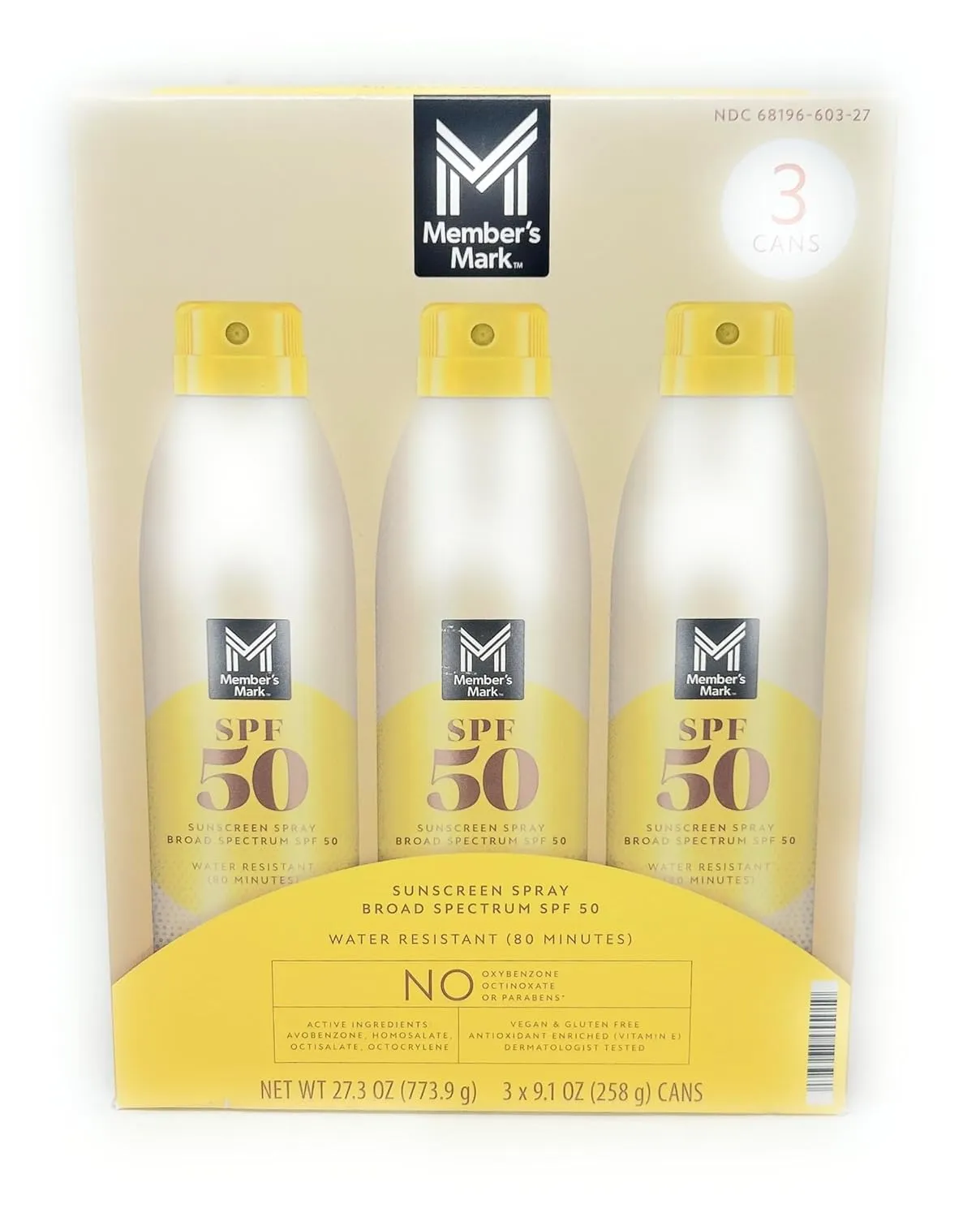Member's Mark Sunscreen Spray Set SPF 50-9.1oz - 3 bottles