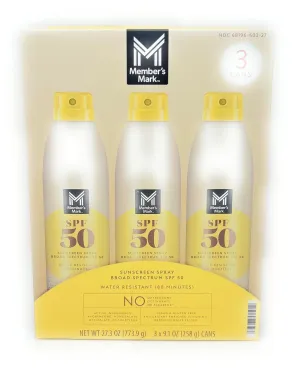 Member's Mark Sunscreen Spray Set SPF 50-9.1oz - 3 bottles