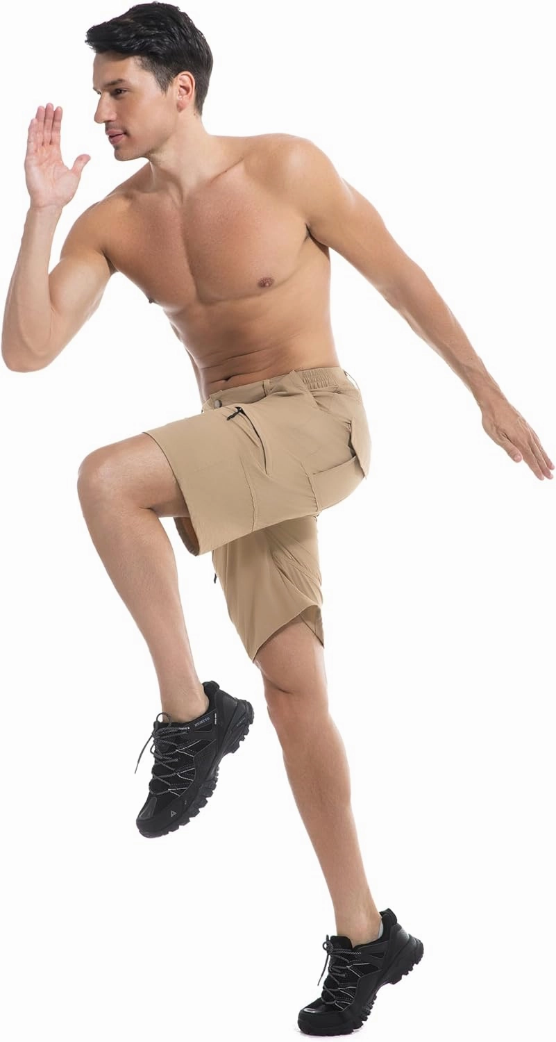 Men's Hiking Cargo Shorts Lightweight Quick-Dry Work Shorts with Zipper Pockets Summer Golf Casual Outdoor Shorts