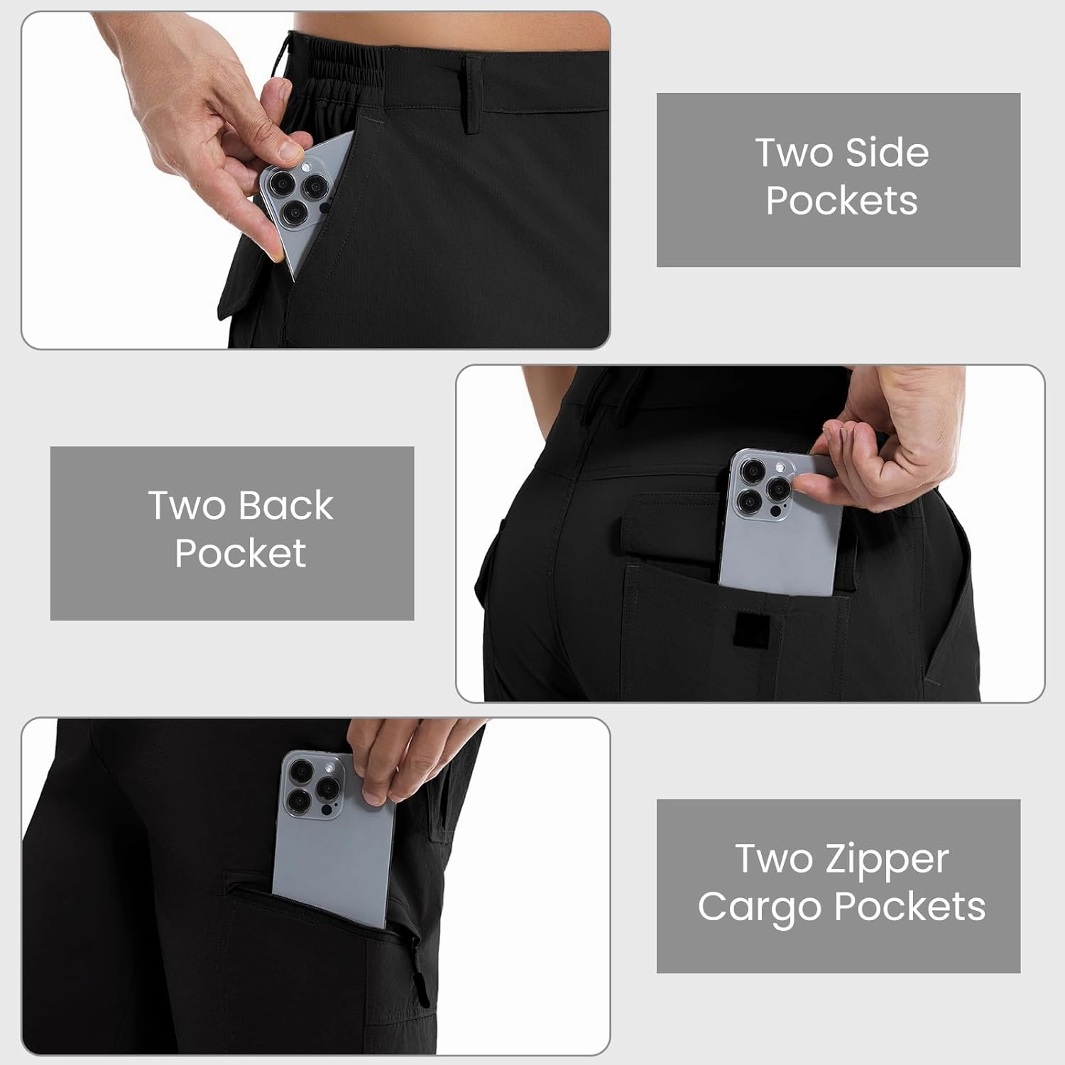 Men's Hiking Cargo Shorts Lightweight Quick-Dry Work Shorts with Zipper Pockets Summer Golf Casual Outdoor Shorts