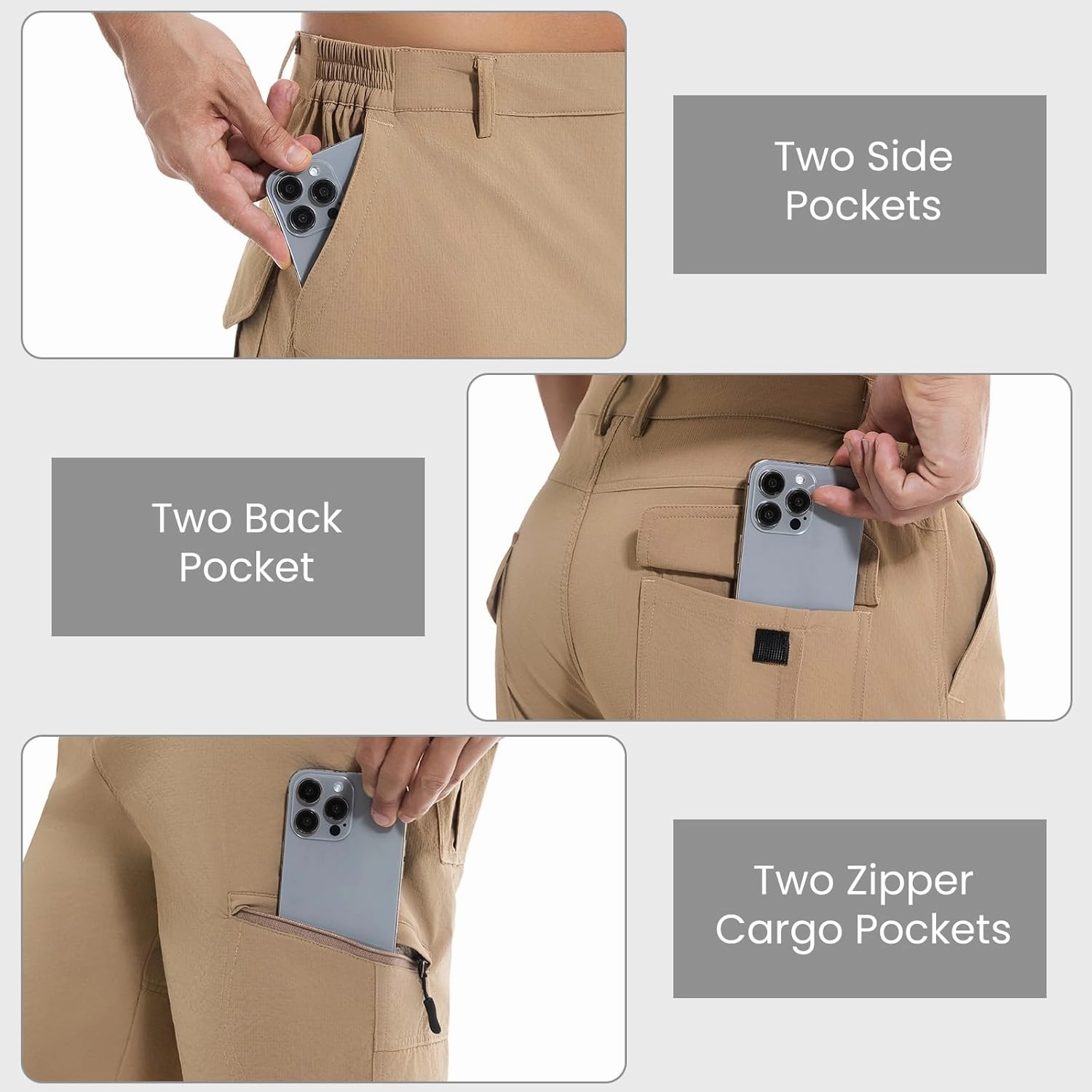 Men's Hiking Cargo Shorts Lightweight Quick-Dry Work Shorts with Zipper Pockets Summer Golf Casual Outdoor Shorts