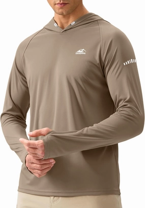Men's Sun Protection Hoodie Shirt UPF 50  Long Sleeve Fishing Rash Guard UV SPF Summer Lightweight Hiking Shirt for Men
