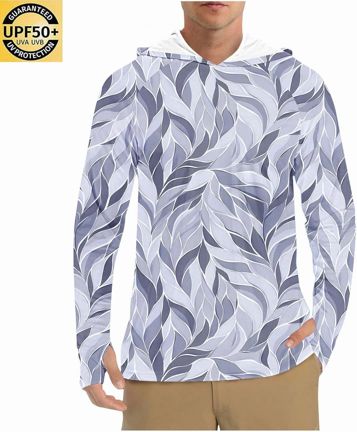 Men's UPF 50  Sun Protection Hoodies UV SPF Long Sleeve Sun Shirts Rash Guard Swim Workout Running Fishing Beach Tops