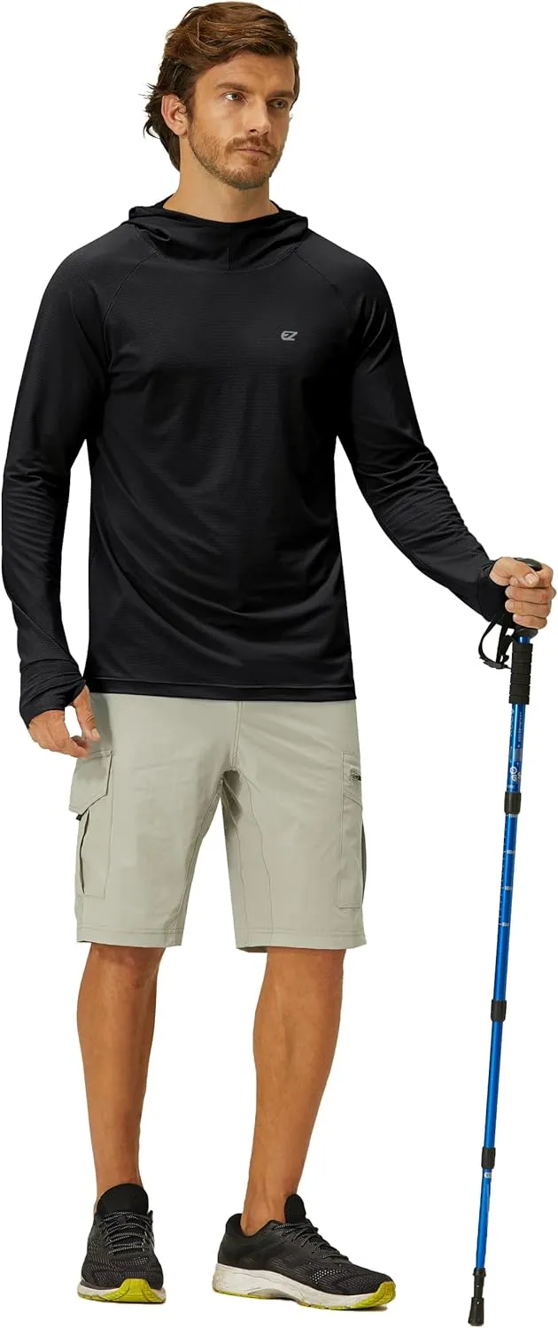 Mens UPF 50  Long Sleeve Sun Protection Hoodie Swim Shirts Rash Guard for Men UV Protection Fishing Clothing SPF Shirts