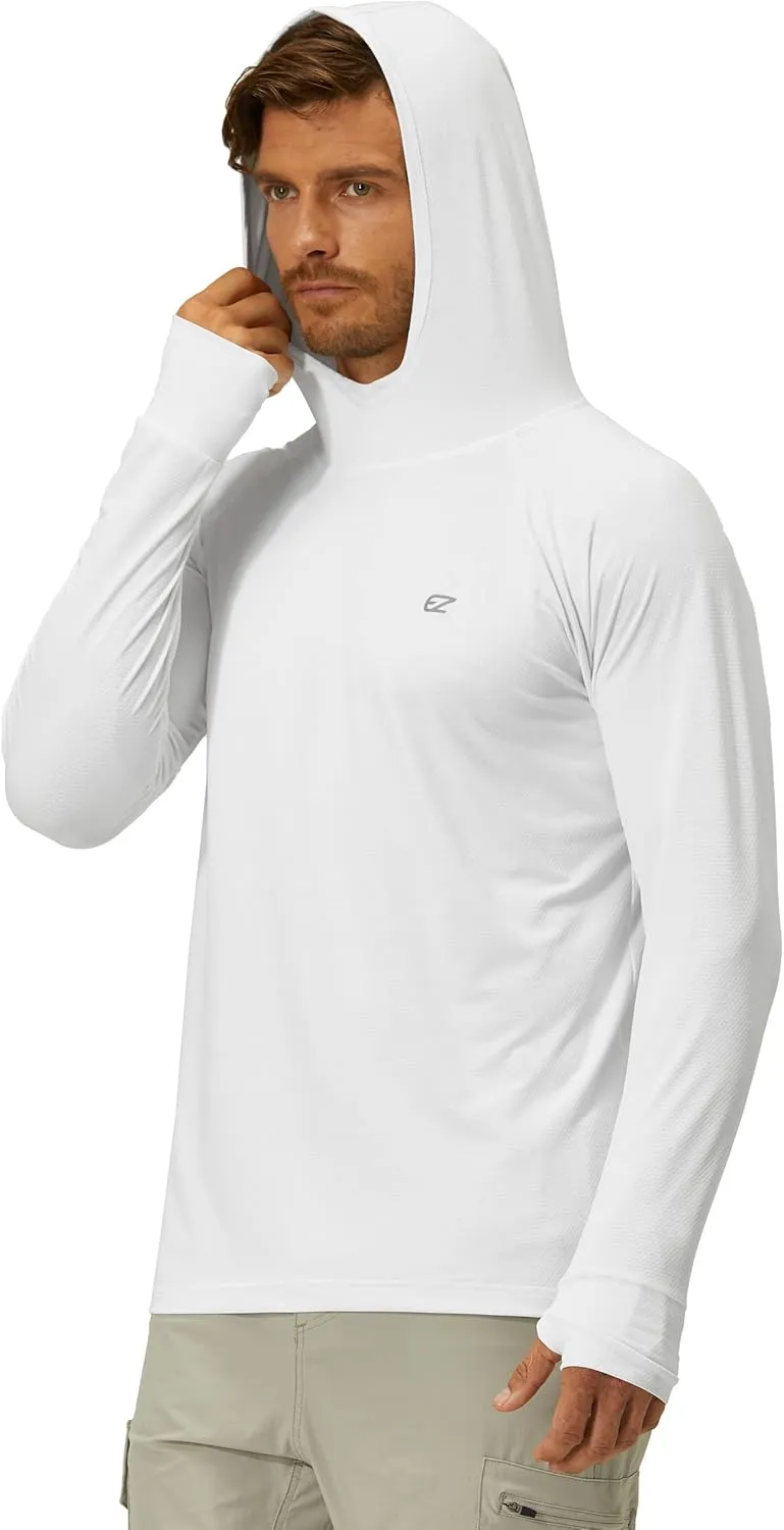 Mens UPF 50  Long Sleeve Sun Protection Hoodie Swim Shirts Rash Guard for Men UV Protection Fishing Clothing SPF Shirts