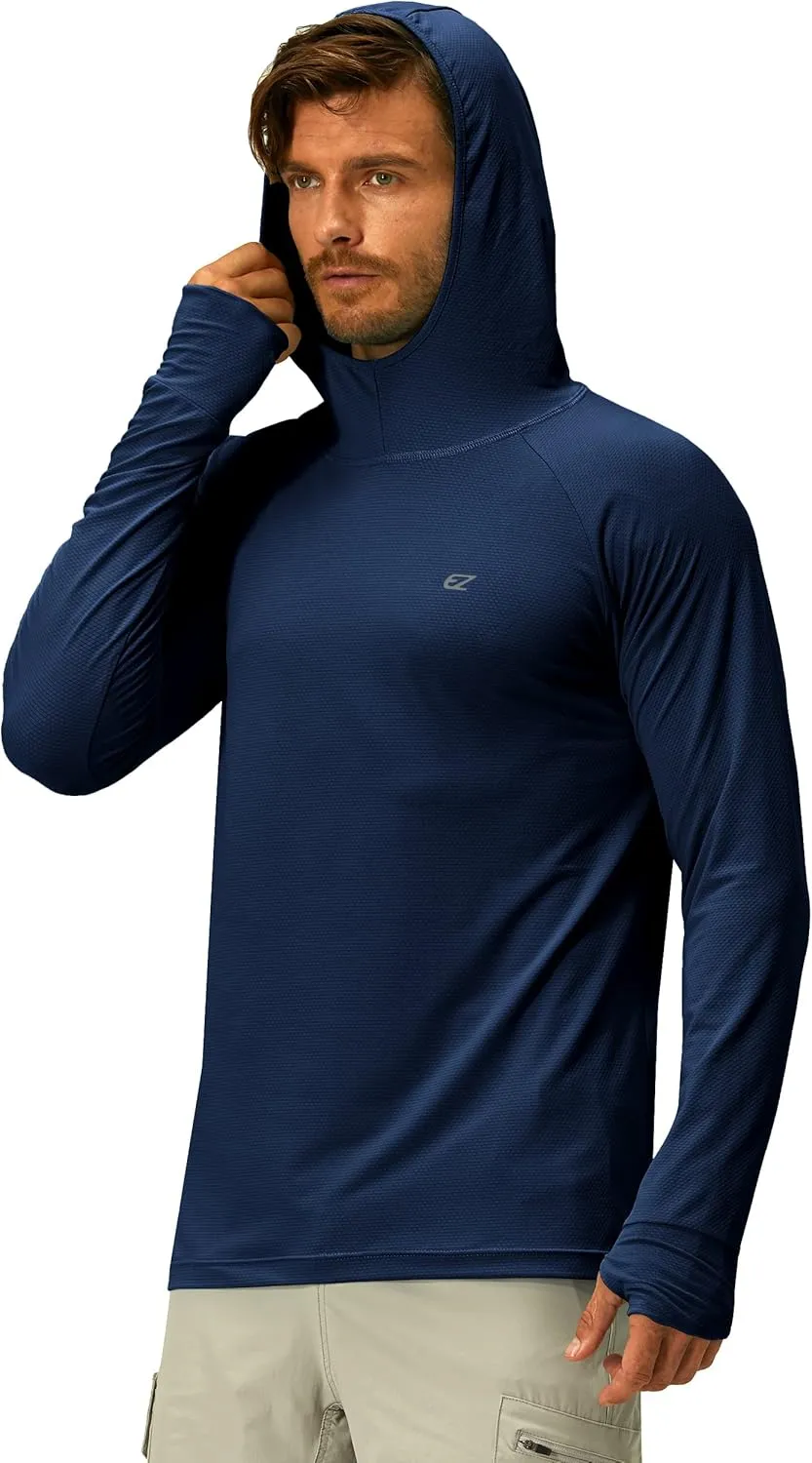 Mens UPF 50  Long Sleeve Sun Protection Hoodie Swim Shirts Rash Guard for Men UV Protection Fishing Clothing SPF Shirts