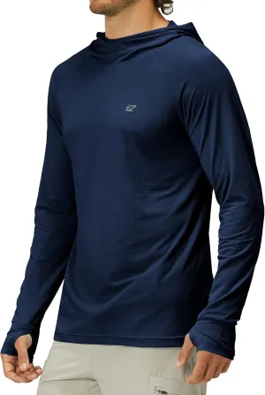 Mens UPF 50  Long Sleeve Sun Protection Hoodie Swim Shirts Rash Guard for Men UV Protection Fishing Clothing SPF Shirts