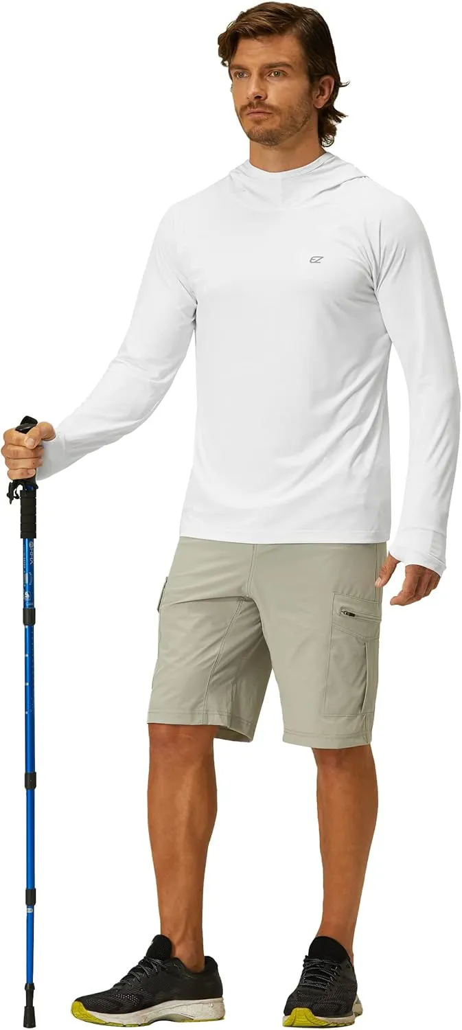 Mens UPF 50  Long Sleeve Sun Protection Hoodie Swim Shirts Rash Guard for Men UV Protection Fishing Clothing SPF Shirts
