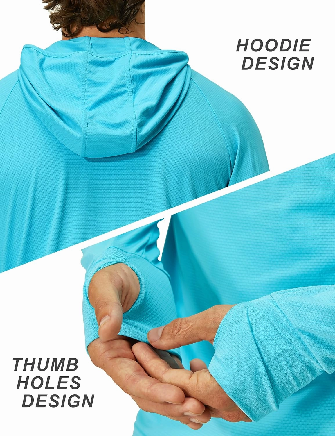 Mens UPF 50  Long Sleeve Sun Protection Hoodie Swim Shirts Rash Guard for Men UV Protection Fishing Clothing SPF Shirts