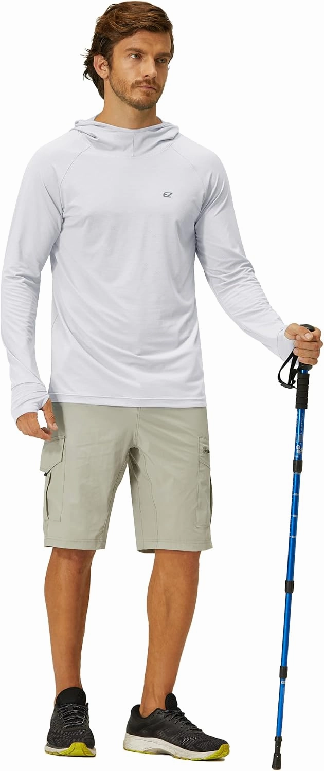 Mens UPF 50  Long Sleeve Sun Protection Hoodie Swim Shirts Rash Guard for Men UV Protection Fishing Clothing SPF Shirts