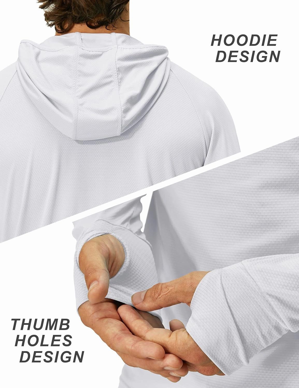 Mens UPF 50  Long Sleeve Sun Protection Hoodie Swim Shirts Rash Guard for Men UV Protection Fishing Clothing SPF Shirts