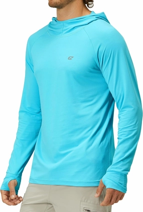 Mens UPF 50  Long Sleeve Sun Protection Hoodie Swim Shirts Rash Guard for Men UV Protection Fishing Clothing SPF Shirts