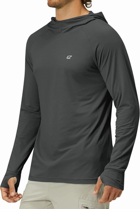 Mens UPF 50  Long Sleeve Sun Protection Hoodie Swim Shirts Rash Guard for Men UV Protection Fishing Clothing SPF Shirts
