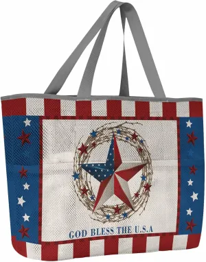 Mesh Beach Bag Oversized Tote Bags for Women American Flag Star Independence Day Red Check Large Travel Pool Bags