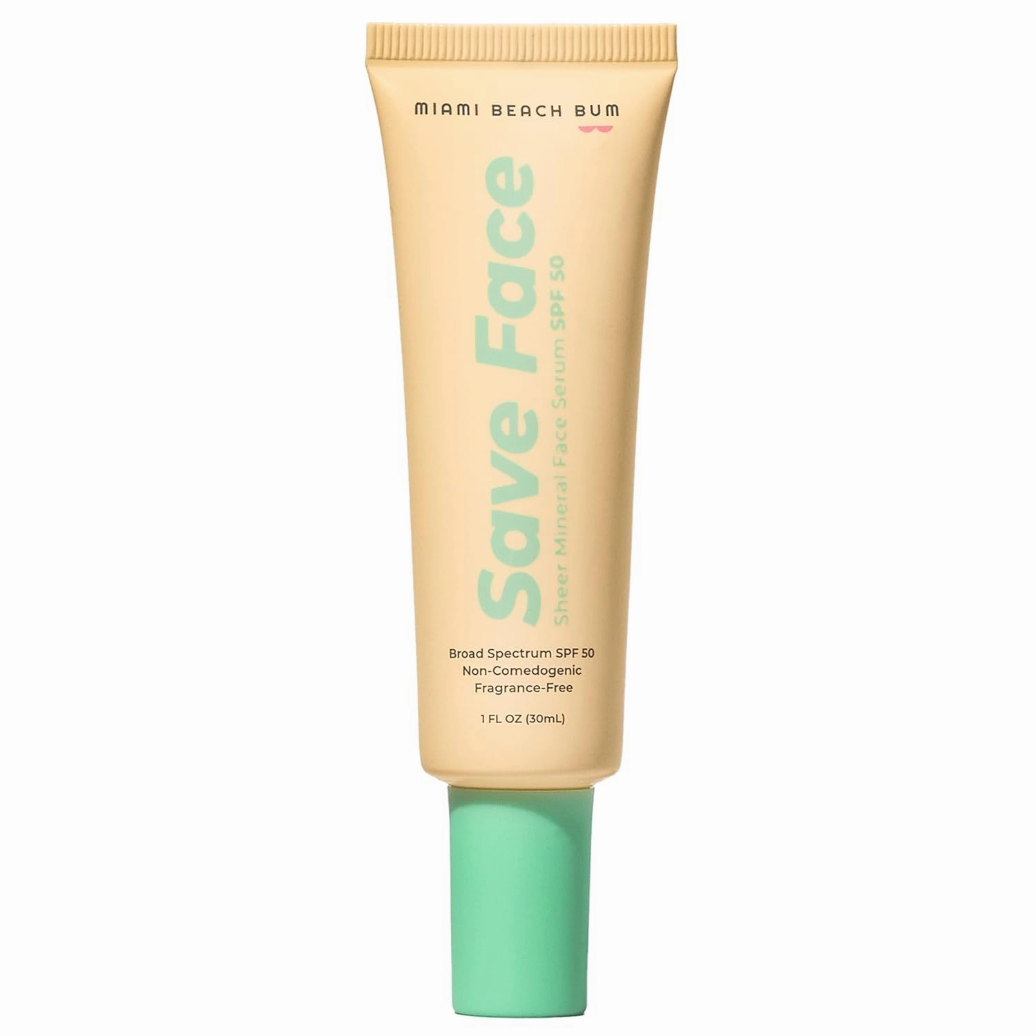 Miami Beach Bum SPF 50 with Algae, Aloe & Antioxidants, Broad Spectrum Sunscreen Non-Aerosol, Hawaii Reef Compliant - Octinoxate, Oxybenzone & Petroleum Free (Save Face Single, 1PK)
