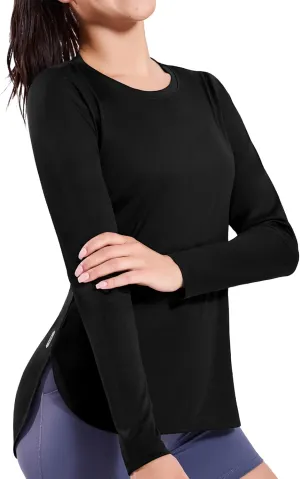 MIER Women's UPF 50  Sun Shirts Long Sleeve Workout UV Protection Dry Fit Athletic Running Gym Hiking Tops Lightweight