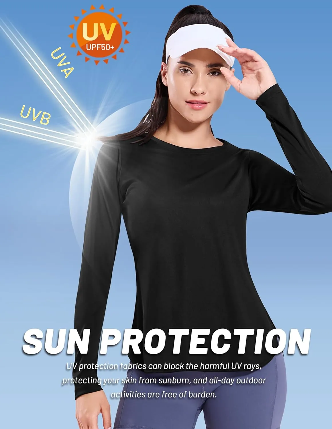 MIER Women's UPF 50  Sun Shirts Long Sleeve Workout UV Protection Dry Fit Athletic Running Gym Hiking Tops Lightweight