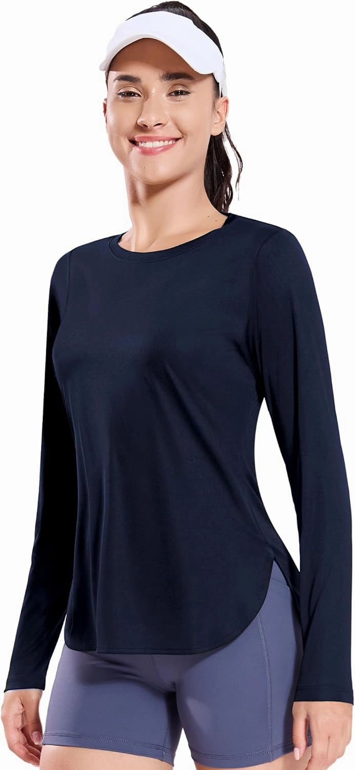 MIER Women's UPF 50  Sun Shirts Long Sleeve Workout UV Protection Dry Fit Athletic Running Gym Hiking Tops Lightweight