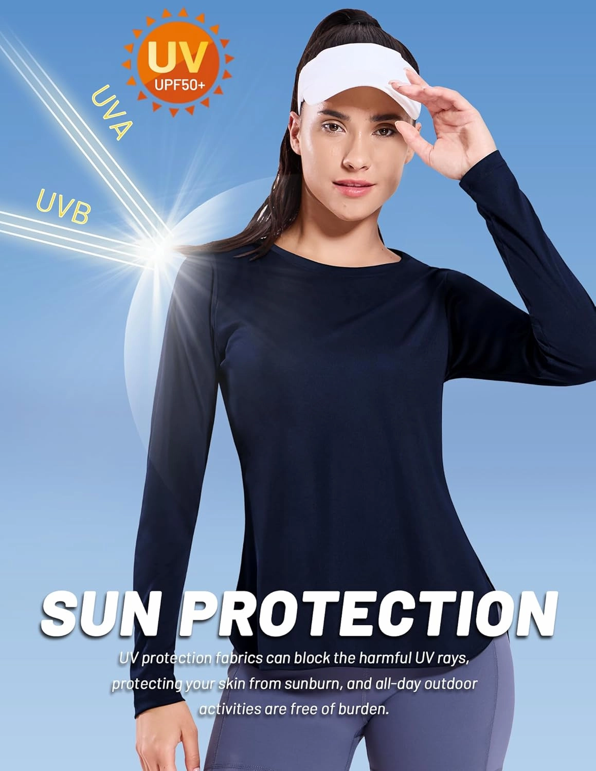 MIER Women's UPF 50  Sun Shirts Long Sleeve Workout UV Protection Dry Fit Athletic Running Gym Hiking Tops Lightweight