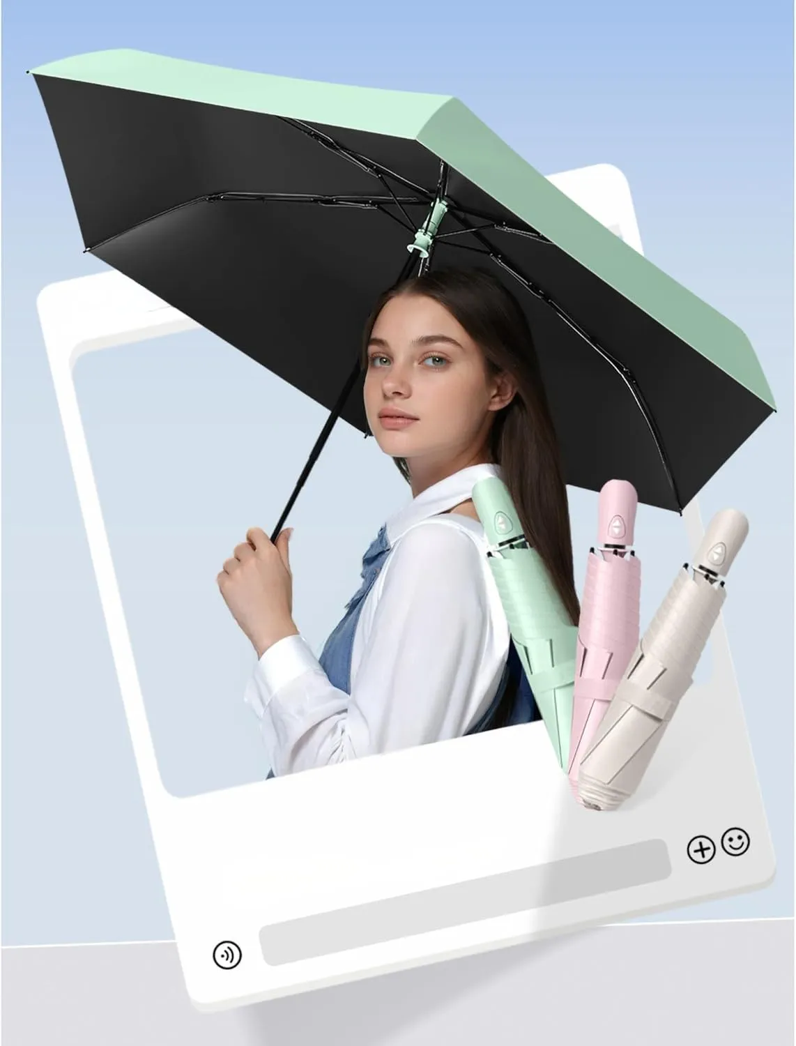 Mini Ultra-Lightweight Compact Portable Auto Open/Close Folding Umbrella for Women,Men, Kids, Travel, Backpack, Car & Purse - UPF 50 UV Protection, Waterproof, 6 Ribs, Rain & Sun Pocket Parasol