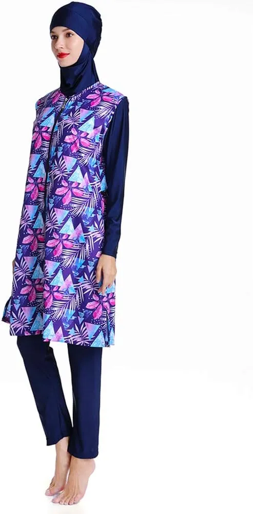 Modest Muslim Swimsuit Full Coverage Print Islamic Hijab