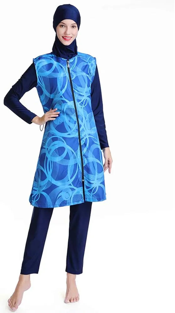 Modest Muslim Swimsuit Full Coverage Print Islamic Hijab