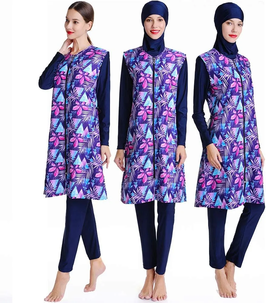 Modest Muslim Swimsuit Full Coverage Print Islamic Hijab