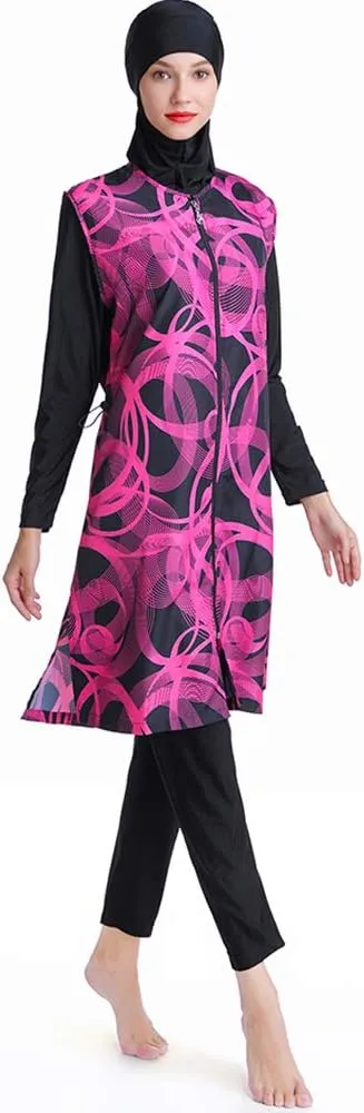 Modest Muslim Swimsuit Full Coverage Print Islamic Hijab