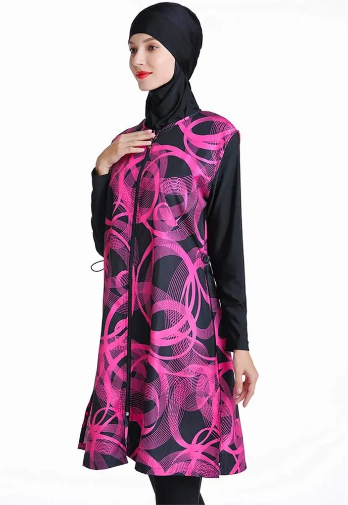 Modest Muslim Swimsuit Full Coverage Print Islamic Hijab