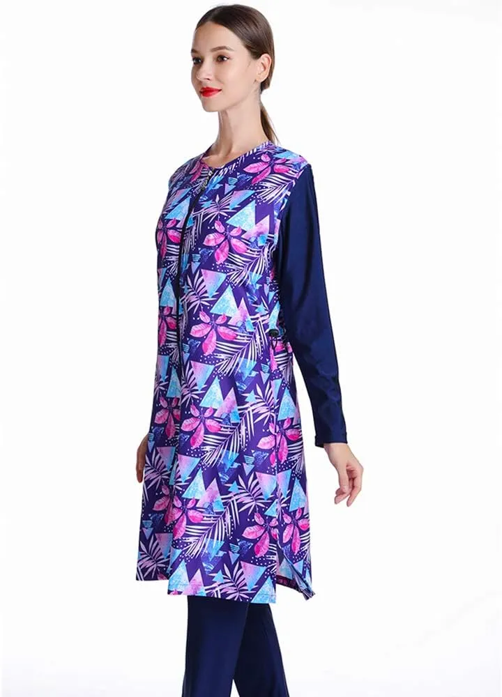 Modest Muslim Swimsuit Full Coverage Print Islamic Hijab