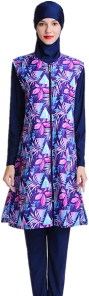 Modest Muslim Swimsuit Full Coverage Print Islamic Hijab