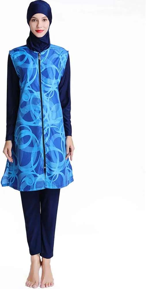 Modest Muslim Swimsuit Full Coverage Print Islamic Hijab