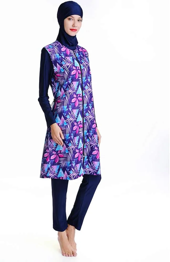 Modest Muslim Swimsuit Full Coverage Print Islamic Hijab