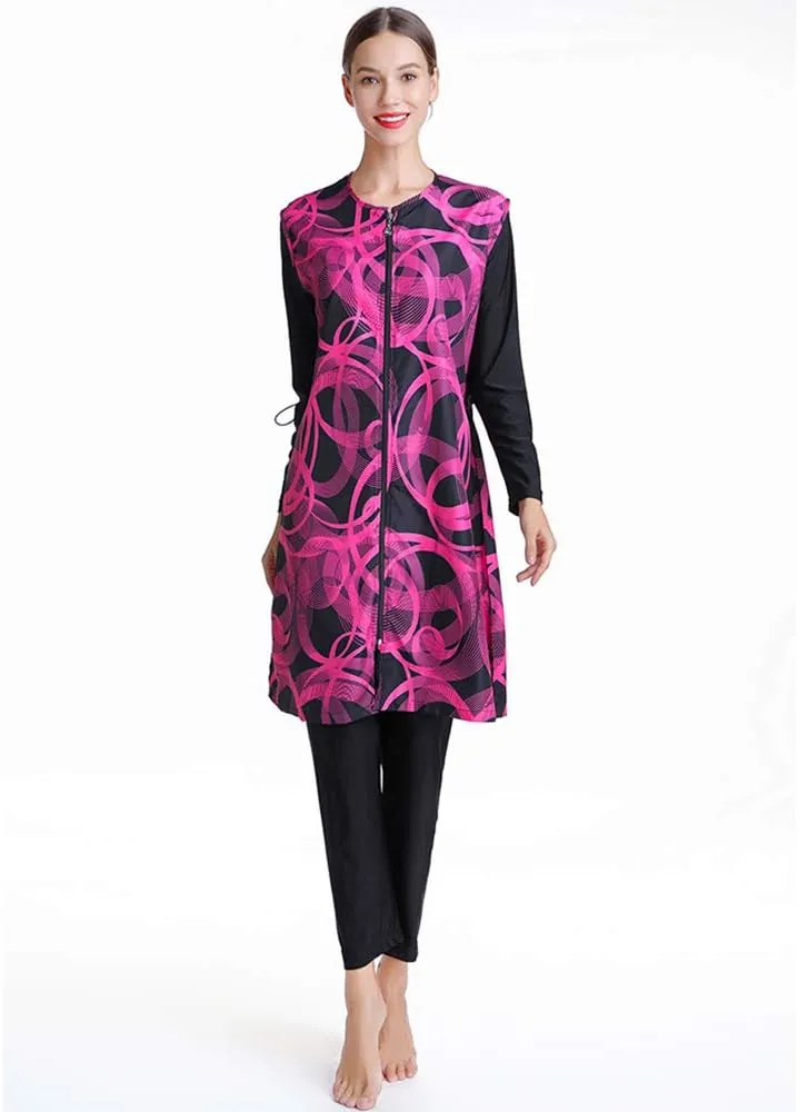 Modest Muslim Swimsuit Full Coverage Print Islamic Hijab